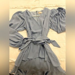 ALTARD state blue long sleeve wrap ruffle dress